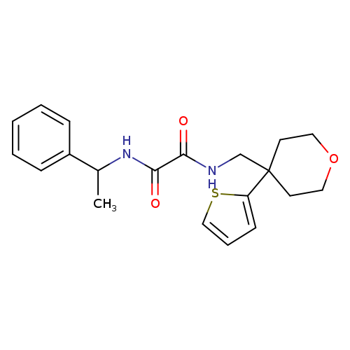 N'-(1-phenylethyl)-N-{[4-(thiophen-2-yl)oxan-4-yl]methyl}ethanediamide