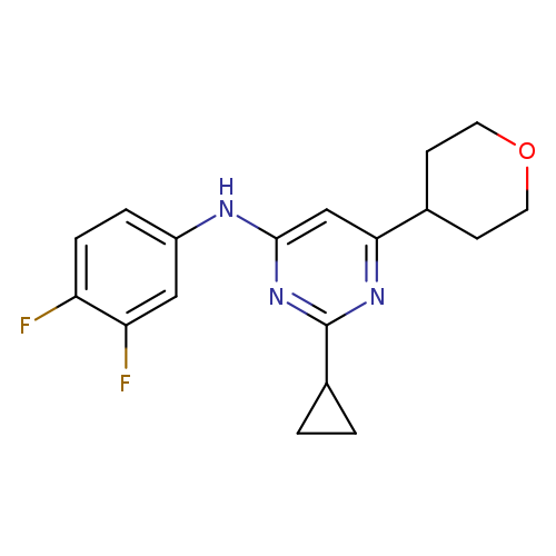 2-cyclopropyl-N-(3,4-difluorophenyl)-6-(oxan-4-yl)pyrimidin-4-amine