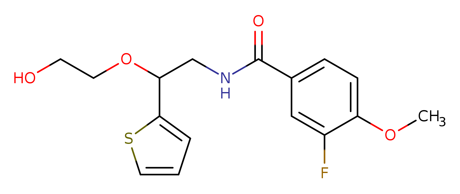 3-fluoro-N-[2-(2-hydroxyethoxy)-2-(thiophen-2-yl)ethyl]-4-methoxybenzamide