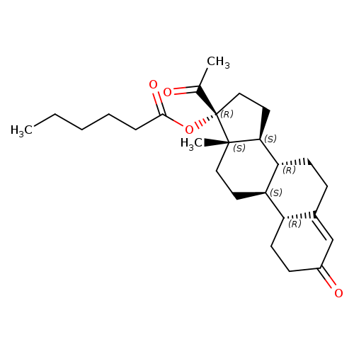 (1R,3aS,3bR,9aR,9bS,11aS)-1-acetyl-11a-methyl-7-oxo-1H,2H,3H,3aH,3bH,4H,5H,7H,8H,9H,9aH,9bH,10H,11H,11aH-cyclopenta[a]phenanthren-1-yl hexanoate
