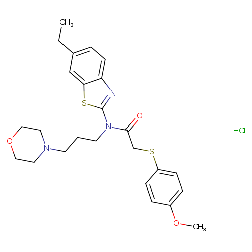 N-(6-ethyl-1,3-benzothiazol-2-yl)-2-[(4-methoxyphenyl)sulfanyl]-N-[3-(morpholin-4-yl)propyl]acetamide hydrochloride
