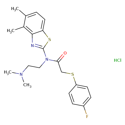 N-(4,5-dimethyl-1,3-benzothiazol-2-yl)-N-[2-(dimethylamino)ethyl]-2-[(4-fluorophenyl)sulfanyl]acetamide hydrochloride
