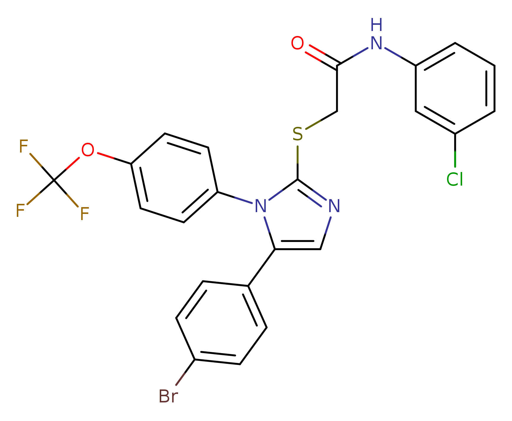 2-{[5-(4-bromophenyl)-1-[4-(trifluoromethoxy)phenyl]-1H-imidazol-2-yl]sulfanyl}-N-(3-chlorophenyl)acetamide