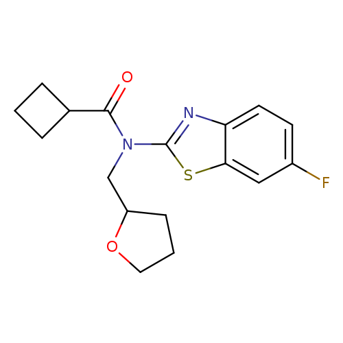 N-(6-fluoro-1,3-benzothiazol-2-yl)-N-[(oxolan-2-yl)methyl]cyclobutanecarboxamide