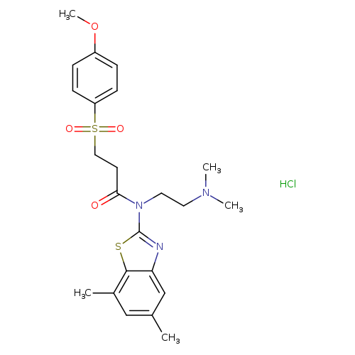 N-(5,7-dimethyl-1,3-benzothiazol-2-yl)-N-[2-(dimethylamino)ethyl]-3-(4-methoxybenzenesulfonyl)propanamide hydrochloride