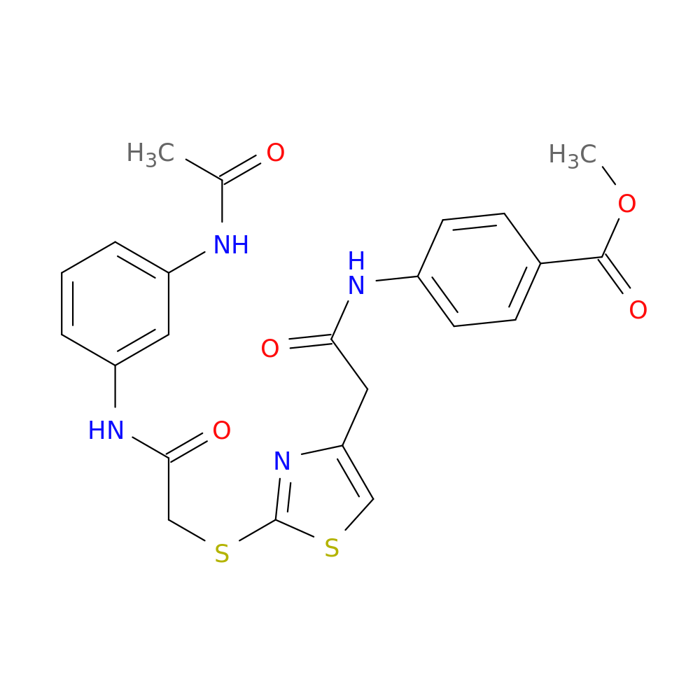 methyl 4-{2-[2-({[(3-acetamidophenyl)carbamoyl]methyl}sulfanyl)-1,3-thiazol-4-yl]acetamido}benzoate