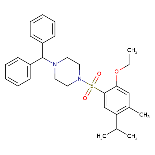 1-(diphenylmethyl)-4-[2-ethoxy-4-methyl-5-(propan-2-yl)benzenesulfonyl]piperazine