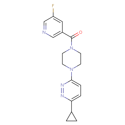3-cyclopropyl-6-[4-(5-fluoropyridine-3-carbonyl)piperazin-1-yl]pyridazine