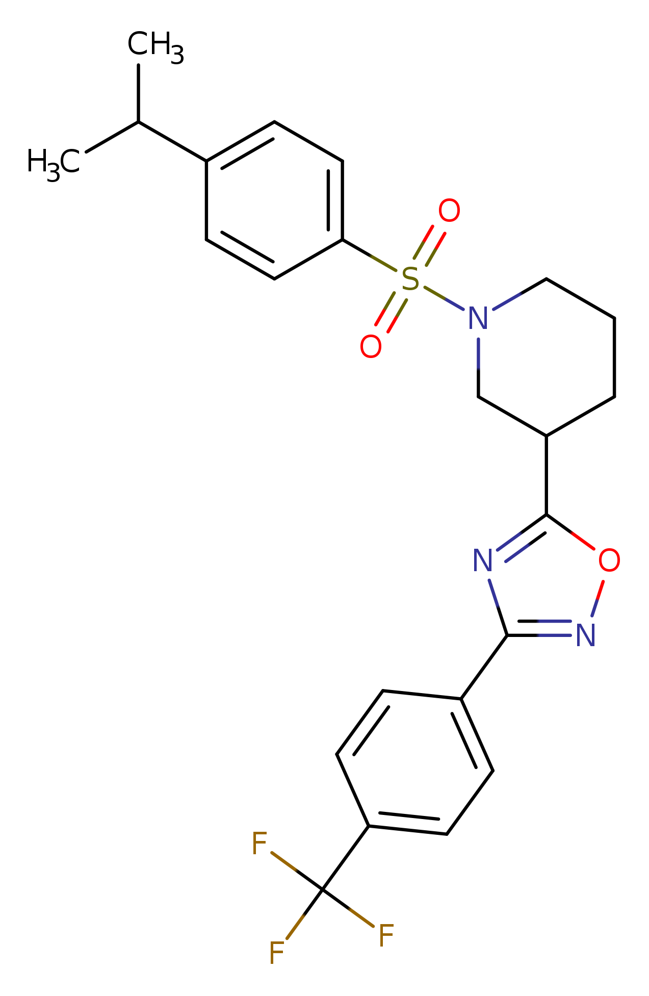 1-[4-(propan-2-yl)benzenesulfonyl]-3-{3-[4-(trifluoromethyl)phenyl]-1,2,4-oxadiazol-5-yl}piperidine