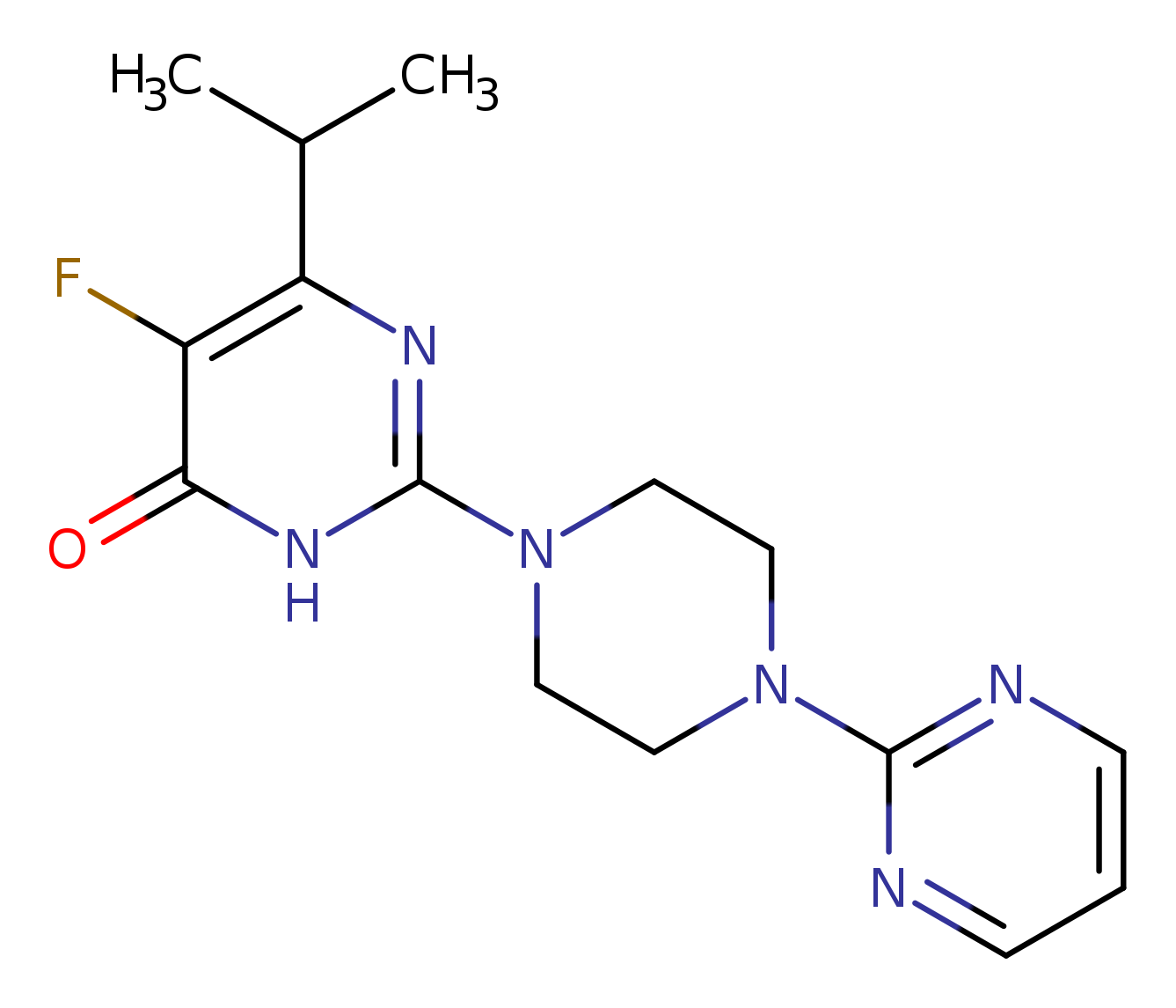 5-fluoro-6-(propan-2-yl)-2-[4-(pyrimidin-2-yl)piperazin-1-yl]-3,4-dihydropyrimidin-4-one