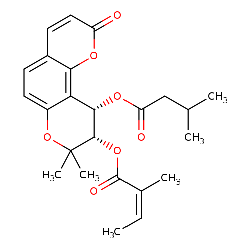 2-Butenoic acid, 2-methyl-,(9S,10S)-9,10-dihydro-8,8-dimethyl-10-(3-methyl-1-oxobutoxy)-2-oxo-2H,8H-benzo[1,2-b:3,4-b']dipyran-9-yl ester, (2Z)-