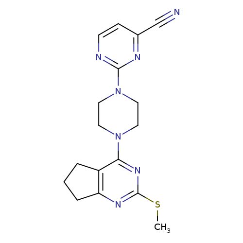2-{4-[2-(methylsulfanyl)-5H,6H,7H-cyclopenta[d]pyrimidin-4-yl]piperazin-1-yl}pyrimidine-4-carbonitrile