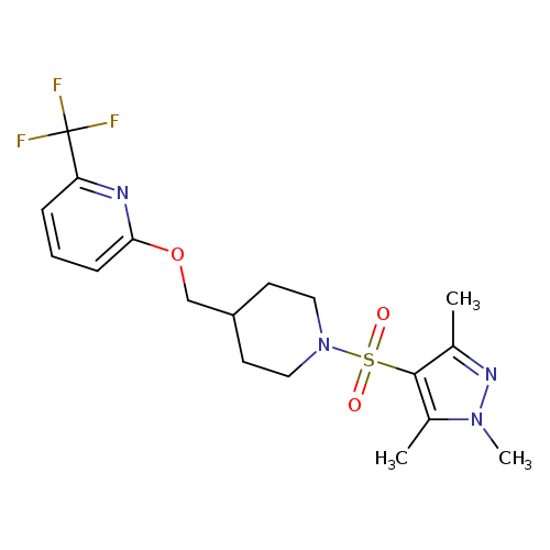 2-(trifluoromethyl)-6-({1-[(1,3,5-trimethyl-1H-pyrazol-4-yl)sulfonyl]piperidin-4-yl}methoxy)pyridine