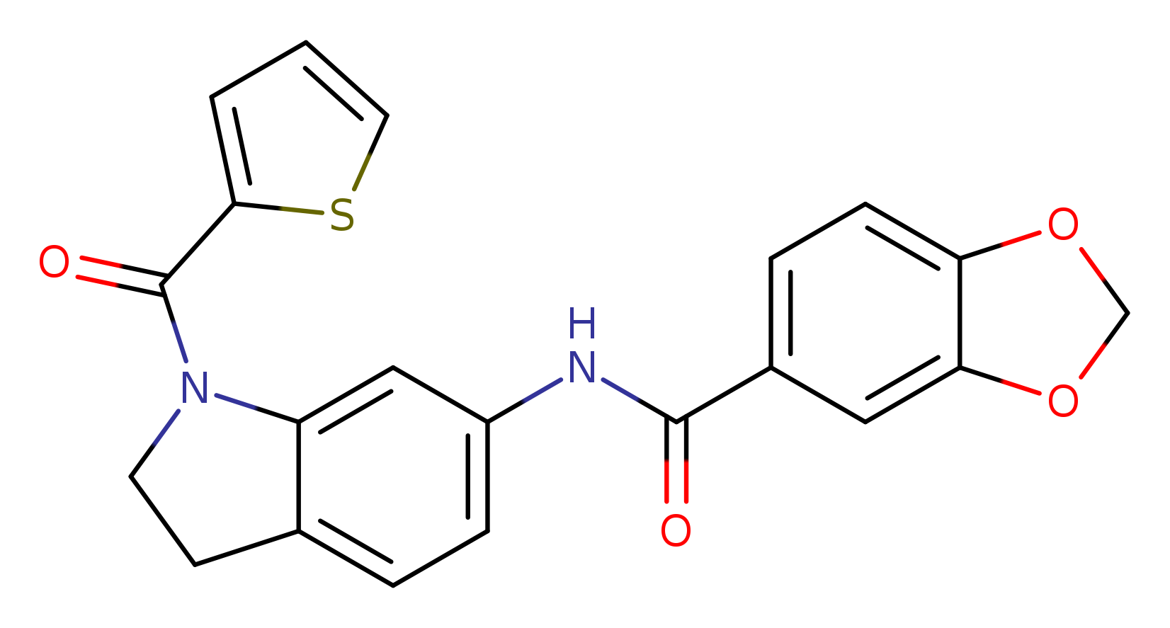 N-[1-(thiophene-2-carbonyl)-2,3-dihydro-1H-indol-6-yl]-2H-1,3-benzodioxole-5-carboxamide