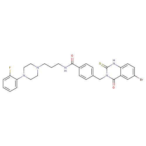 4-[(6-bromo-4-oxo-2-sulfanylidene-1,2,3,4-tetrahydroquinazolin-3-yl)methyl]-N-{3-[4-(2-fluorophenyl)piperazin-1-yl]propyl}benzamide