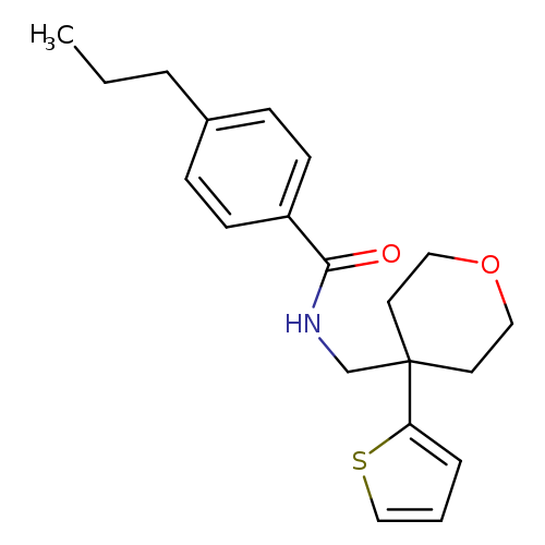 4-propyl-N-{[4-(thiophen-2-yl)oxan-4-yl]methyl}benzamide