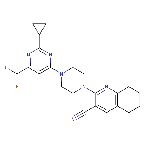 2-{4-[2-cyclopropyl-6-(difluoromethyl)pyrimidin-4-yl]piperazin-1-yl}-5,6,7,8-tetrahydroquinoline-3-carbonitrile