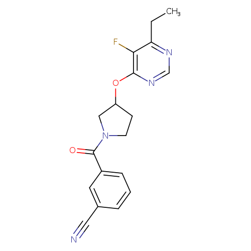 3-{3-[(6-ethyl-5-fluoropyrimidin-4-yl)oxy]pyrrolidine-1-carbonyl}benzonitrile