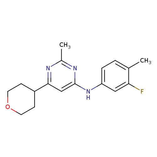 N-(3-fluoro-4-methylphenyl)-2-methyl-6-(oxan-4-yl)pyrimidin-4-amine