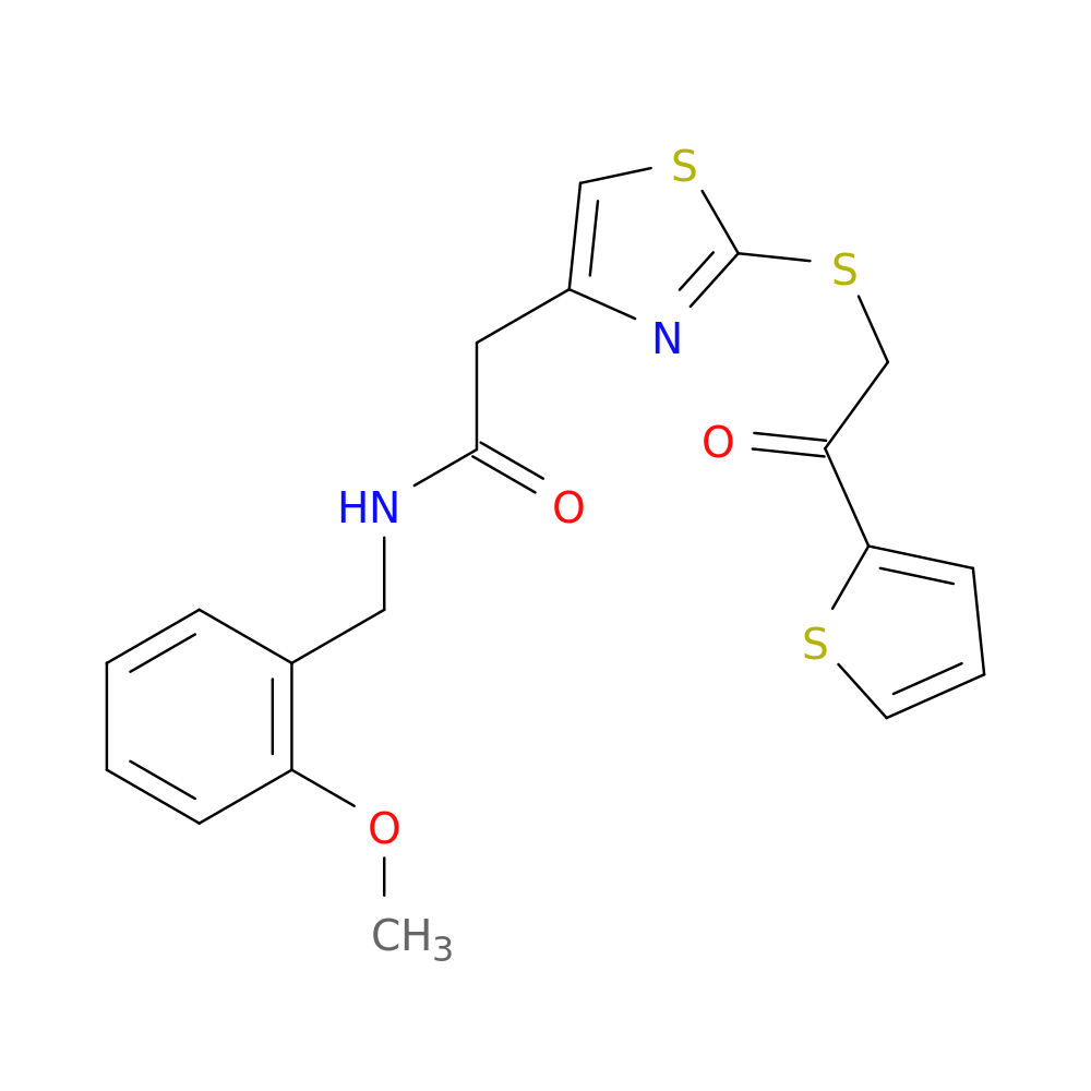 N-[(2-methoxyphenyl)methyl]-2-(2-{[2-oxo-2-(thiophen-2-yl)ethyl]sulfanyl}-1,3-thiazol-4-yl)acetamide