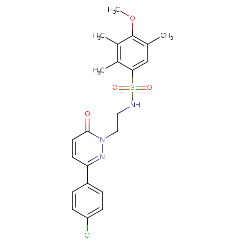 N-{2-[3-(4-chlorophenyl)-6-oxo-1,6-dihydropyridazin-1-yl]ethyl}-4-methoxy-2,3,5-trimethylbenzene-1-sulfonamide