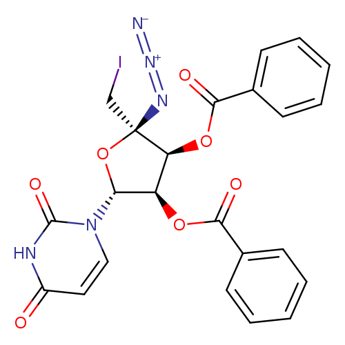 (2S,3S,4R,5R)-2-azido-5-(2,4-dioxo-3,4-dihydropyrimidin-1(2H)-yl)-2-(iodomethyl)tetrahydrofuran-3,4-diyl dibenzoate