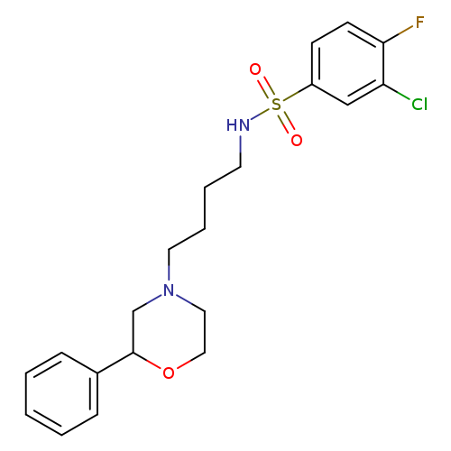 3-chloro-4-fluoro-N-[4-(2-phenylmorpholin-4-yl)butyl]benzene-1-sulfonamide