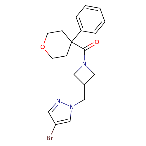 4-bromo-1-{[1-(4-phenyloxane-4-carbonyl)azetidin-3-yl]methyl}-1H-pyrazole