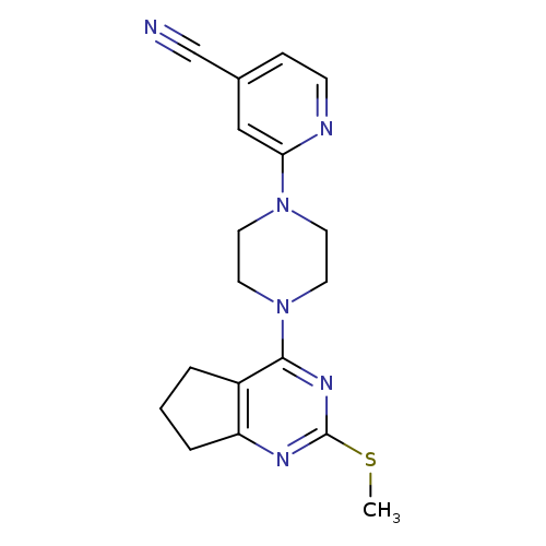 2-{4-[2-(methylsulfanyl)-5H,6H,7H-cyclopenta[d]pyrimidin-4-yl]piperazin-1-yl}pyridine-4-carbonitrile