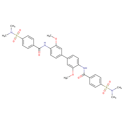 4-(dimethylsulfamoyl)-N-{4'-[4-(dimethylsulfamoyl)benzamido]-3,3'-dimethoxy-[1,1'-biphenyl]-4-yl}benzamide