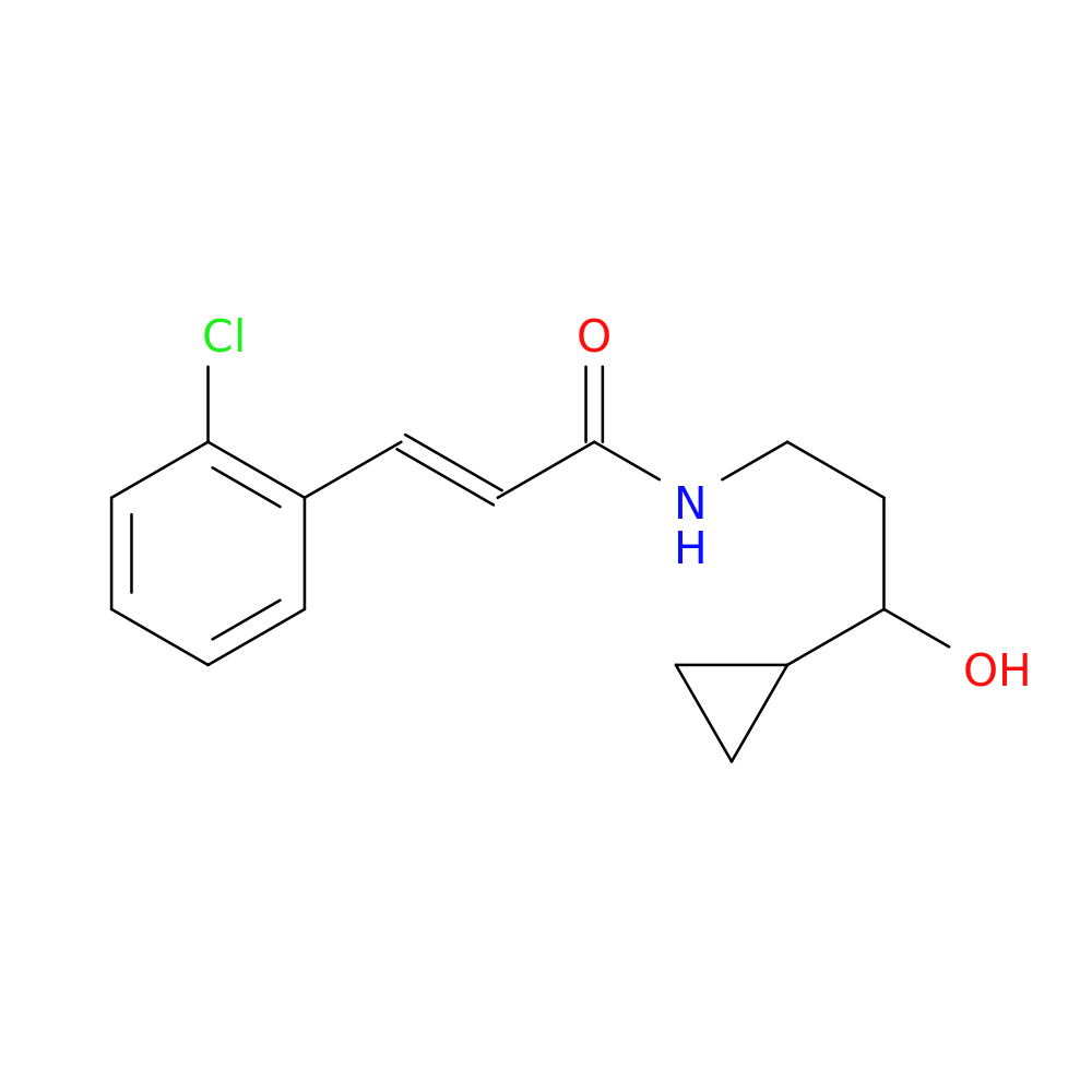 (2E)-3-(2-chlorophenyl)-N-(3-cyclopropyl-3-hydroxypropyl)prop-2-enamide