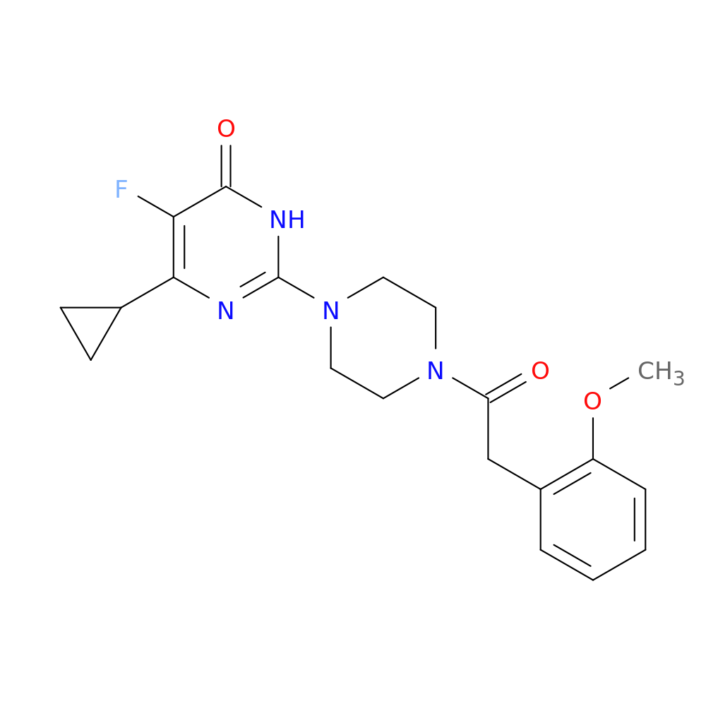 6-cyclopropyl-5-fluoro-2-{4-[2-(2-methoxyphenyl)acetyl]piperazin-1-yl}-3,4-dihydropyrimidin-4-one