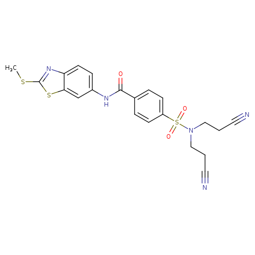 4-[bis(2-cyanoethyl)sulfamoyl]-N-[2-(methylsulfanyl)-1,3-benzothiazol-6-yl]benzamide