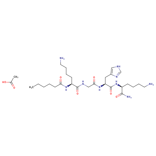 L-Lysinamide, N2-(1-oxohexyl)-L-lysylglycyl-L-histidyl-, acetate (1:?)