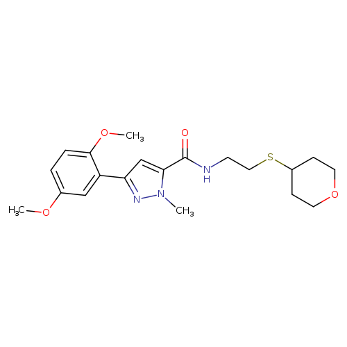 3-(2,5-dimethoxyphenyl)-1-methyl-N-[2-(oxan-4-ylsulfanyl)ethyl]-1H-pyrazole-5-carboxamide