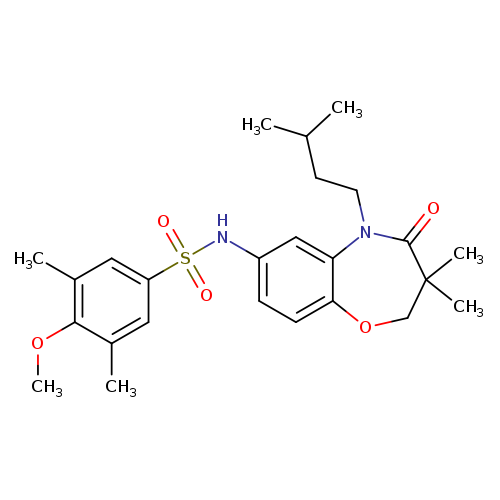 N-[3,3-dimethyl-5-(3-methylbutyl)-4-oxo-2,3,4,5-tetrahydro-1,5-benzoxazepin-7-yl]-4-methoxy-3,5-dimethylbenzene-1-sulfonamide