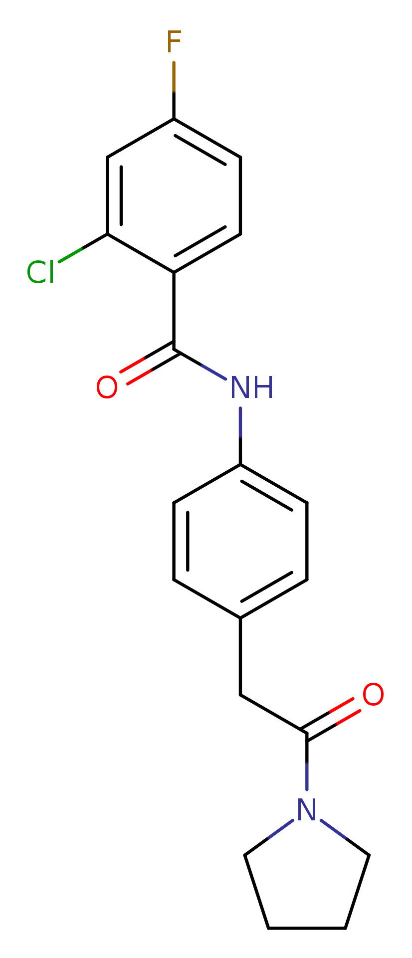 2-chloro-4-fluoro-N-{4-[2-oxo-2-(pyrrolidin-1-yl)ethyl]phenyl}benzamide