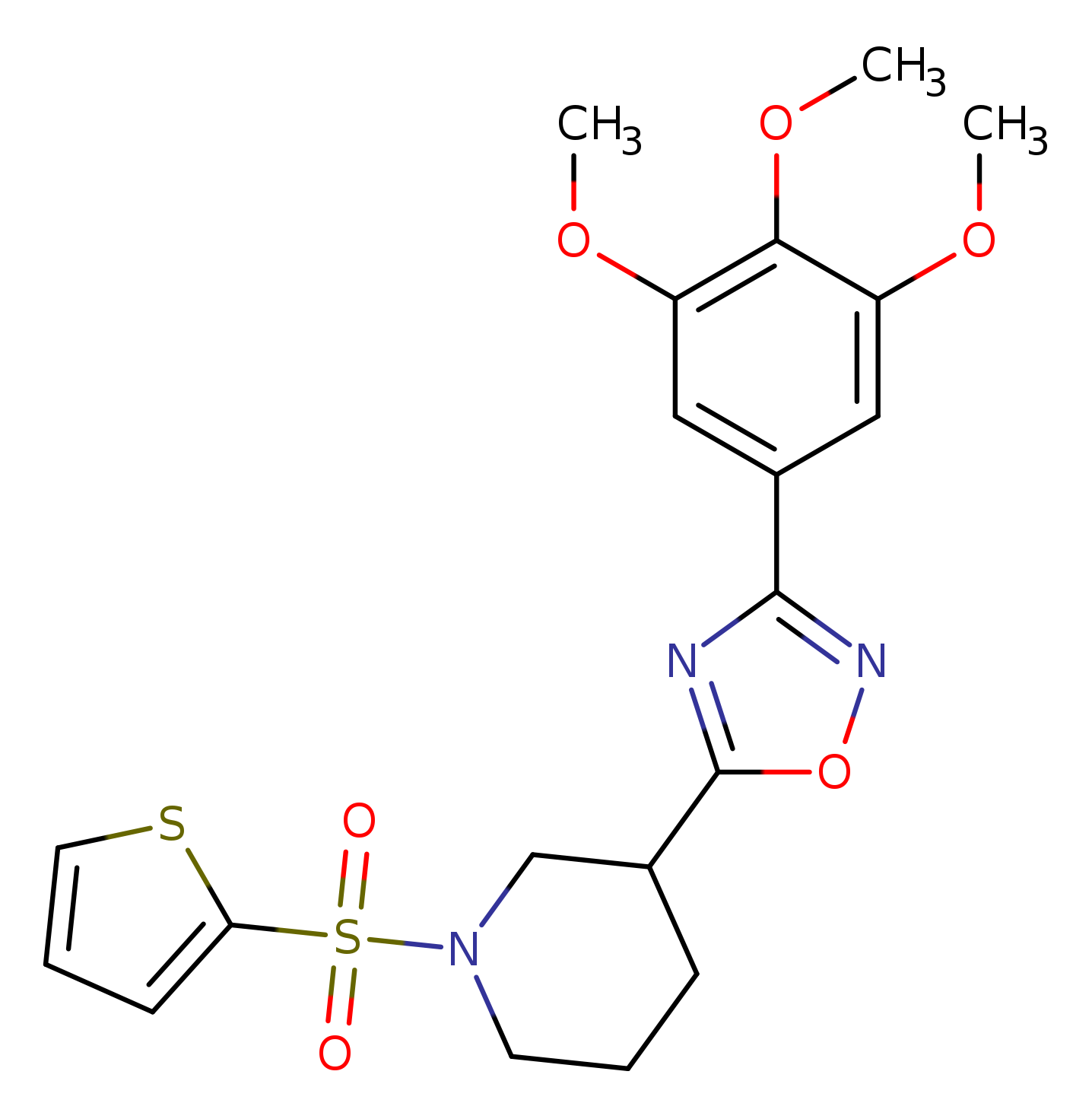 1-(thiophene-2-sulfonyl)-3-[3-(3,4,5-trimethoxyphenyl)-1,2,4-oxadiazol-5-yl]piperidine