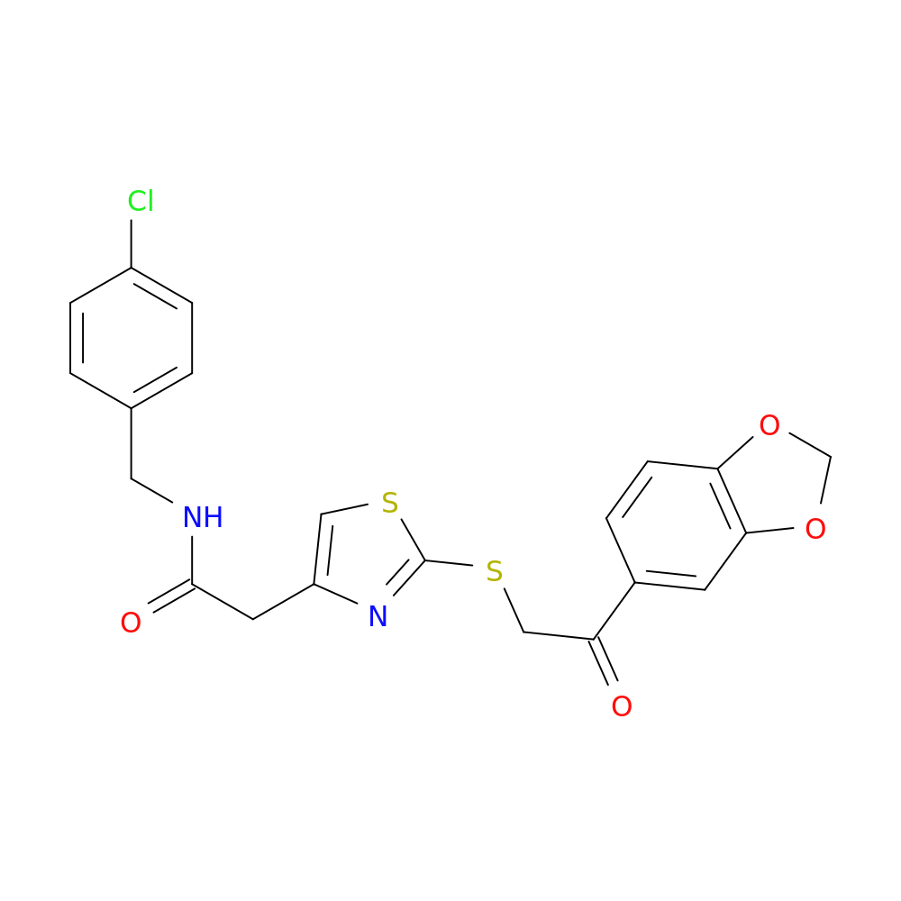 2-(2-{[2-(2H-1,3-benzodioxol-5-yl)-2-oxoethyl]sulfanyl}-1,3-thiazol-4-yl)-N-[(4-chlorophenyl)methyl]acetamide