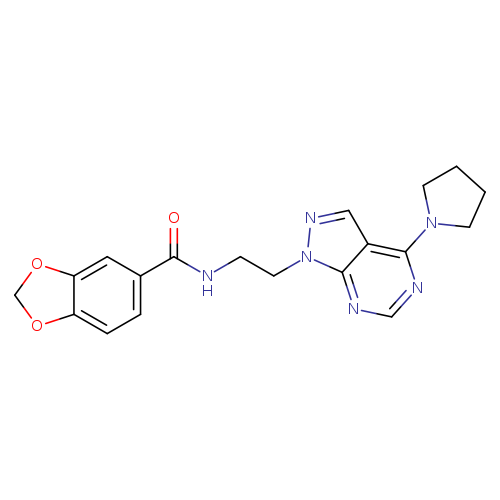 N-{2-[4-(pyrrolidin-1-yl)-1H-pyrazolo[3,4-d]pyrimidin-1-yl]ethyl}-2H-1,3-benzodioxole-5-carboxamide