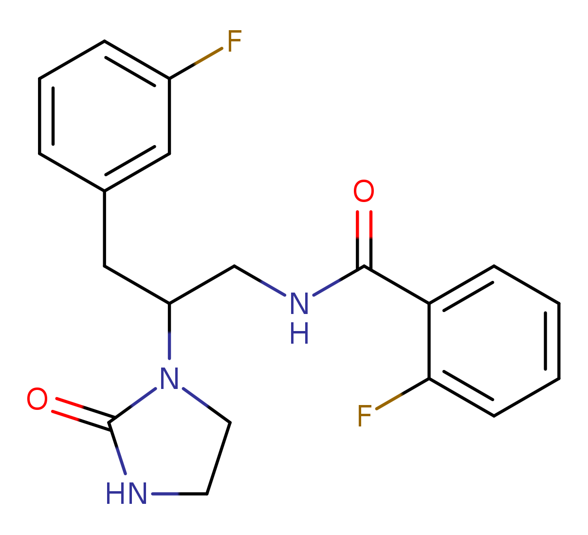 2-fluoro-N-[3-(3-fluorophenyl)-2-(2-oxoimidazolidin-1-yl)propyl]benzamide
