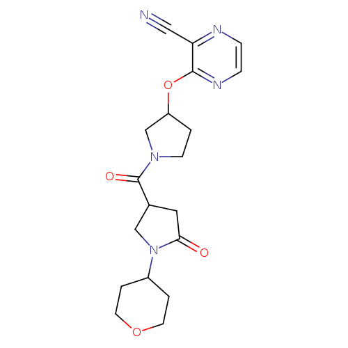 3-({1-[1-(oxan-4-yl)-5-oxopyrrolidine-3-carbonyl]pyrrolidin-3-yl}oxy)pyrazine-2-carbonitrile