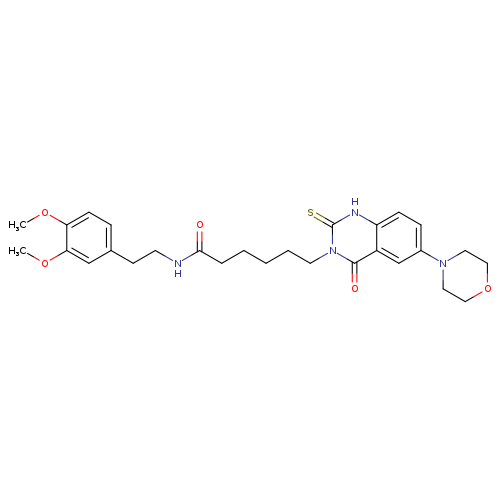 N-[2-(3,4-dimethoxyphenyl)ethyl]-6-[6-(morpholin-4-yl)-4-oxo-2-sulfanylidene-1,2,3,4-tetrahydroquinazolin-3-yl]hexanamide