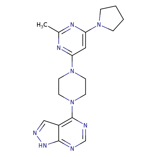 2-methyl-4-(4-{1H-pyrazolo[3,4-d]pyrimidin-4-yl}piperazin-1-yl)-6-(pyrrolidin-1-yl)pyrimidine