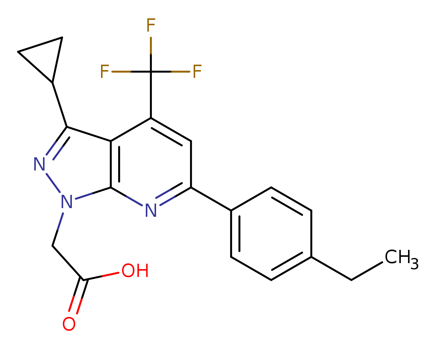 2-(3-Cyclopropyl-6-(4-ethylphenyl)-4-(trifluoromethyl)-1H-pyrazolo[3,4-b]pyridin-1-yl)acetic acid