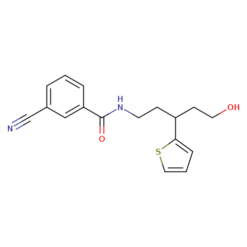 3-cyano-N-[5-hydroxy-3-(thiophen-2-yl)pentyl]benzamide