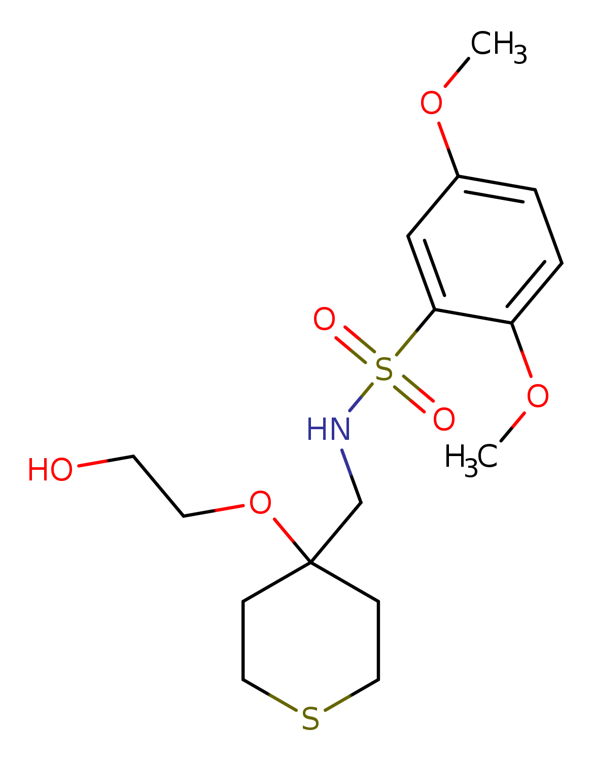 N-{[4-(2-hydroxyethoxy)thian-4-yl]methyl}-2,5-dimethoxybenzene-1-sulfonamide