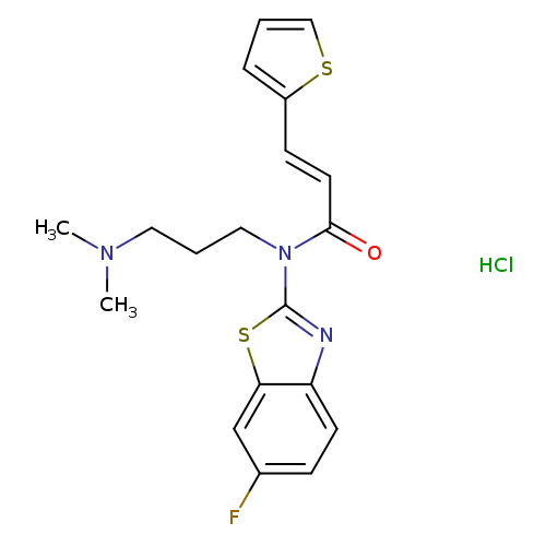 (2E)-N-[3-(dimethylamino)propyl]-N-(6-fluoro-1,3-benzothiazol-2-yl)-3-(thiophen-2-yl)prop-2-enamide hydrochloride