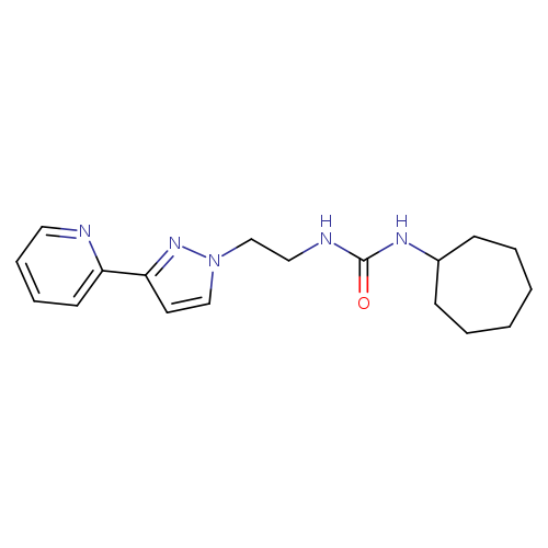 1-cycloheptyl-3-{2-[3-(pyridin-2-yl)-1H-pyrazol-1-yl]ethyl}urea