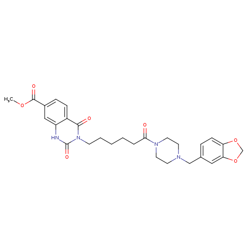 methyl 3-(6-{4-[(2H-1,3-benzodioxol-5-yl)methyl]piperazin-1-yl}-6-oxohexyl)-2,4-dioxo-1,2,3,4-tetrahydroquinazoline-7-carboxylate